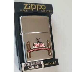 VINTAGE ZIPPO RENO LIGHTER 1998 - Brushed Chrome - NIB